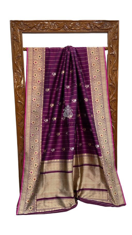Pure Katan Silk Banarasi Handloom Saree - All Over Kadua Motifs - The Handlooms