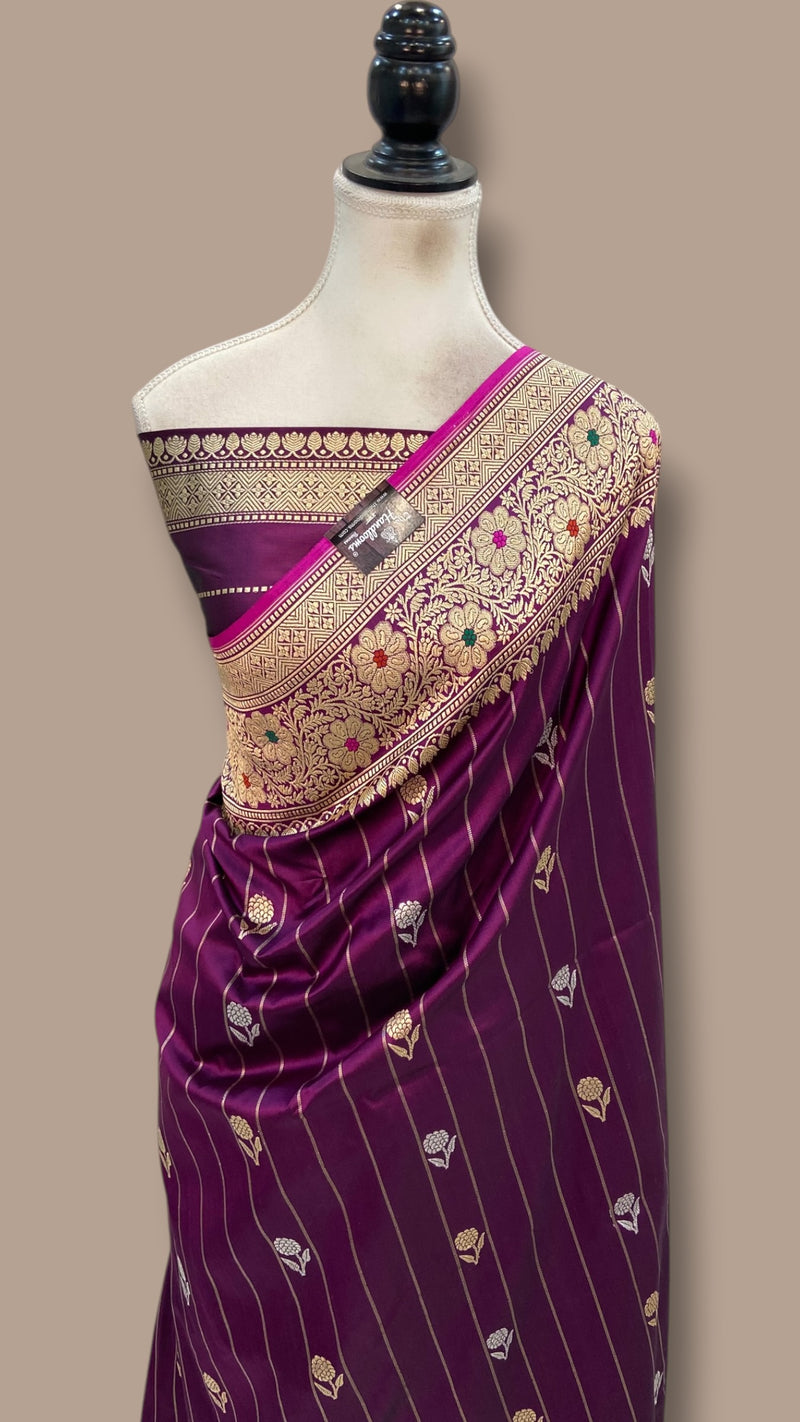 Pure Katan Silk Banarasi Handloom Saree - All Over Kadua Motifs - The Handlooms