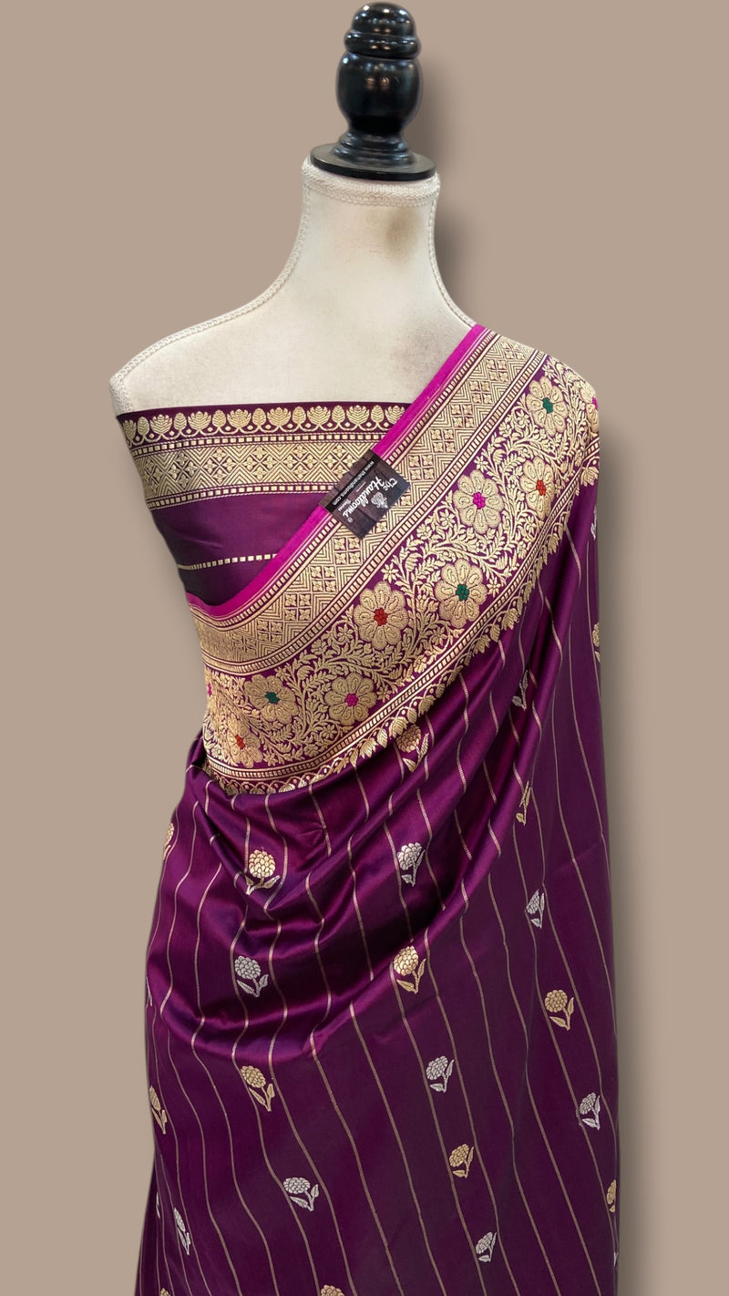 Pure Katan Silk Banarasi Handloom Saree - All Over Kadua Motifs - The Handlooms