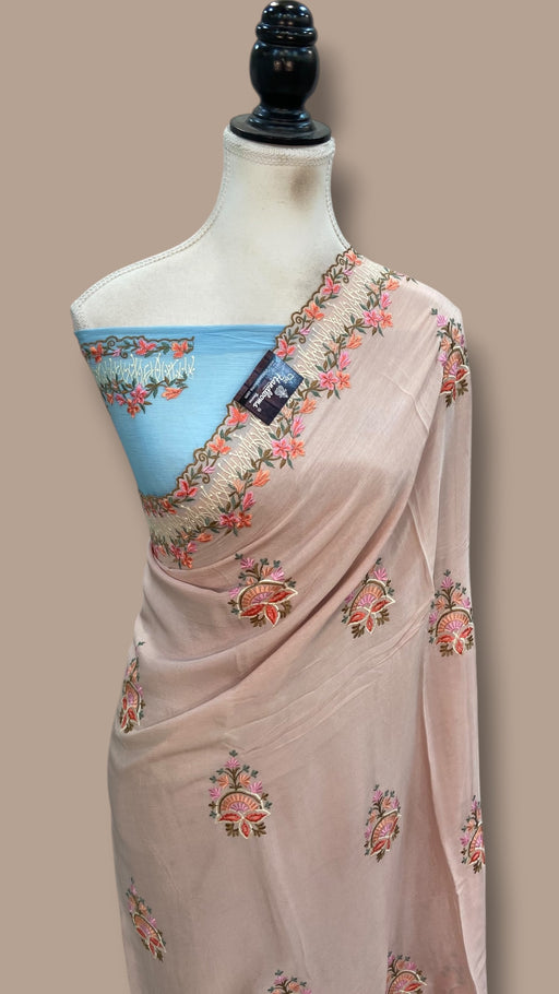 Pure Georgette Chikankari Handloom Banarasi Saree - The Handlooms