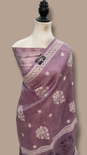 Pure Organza Handloom Banarasi Saree With Digital Print And Chikankari - The Handlooms