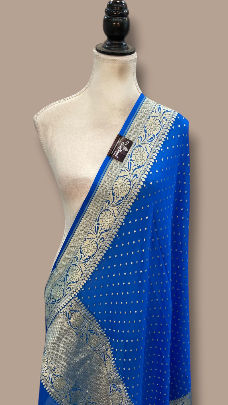 Pure Khaddi Georgette Dupatta - water zari - The Handlooms