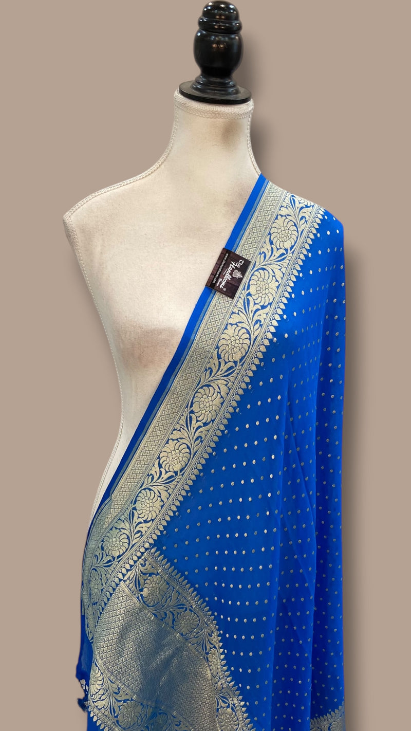 Pure Khaddi Georgette Dupatta - water zari - The Handlooms
