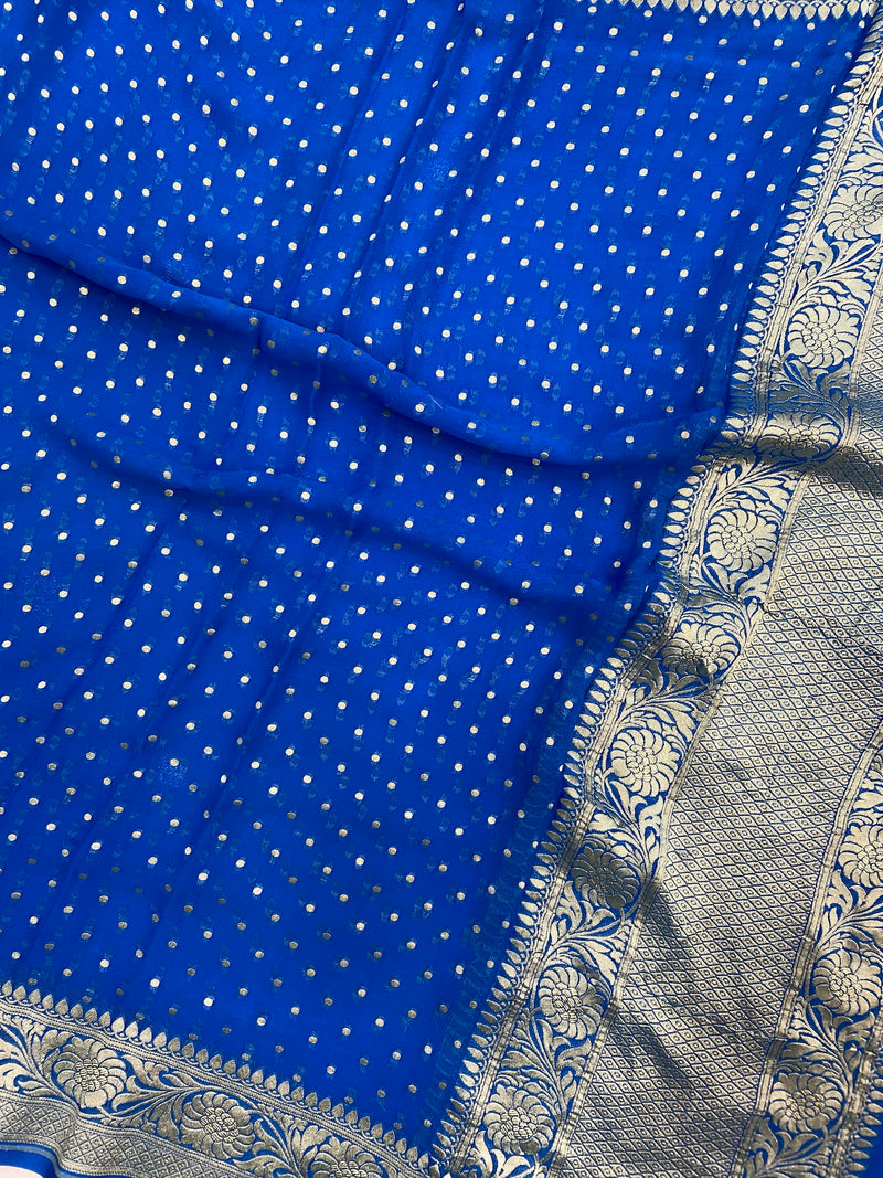 Pure Khaddi Georgette Dupatta - water zari - The Handlooms