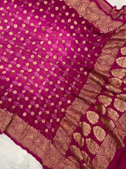 Pure Georgette Banarasi Bandhej Handloom Dupatta - The Handlooms