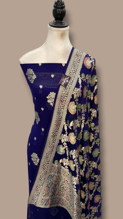 Khaddi Georgette Banarasi Dress Material Water Zari - The Handlooms