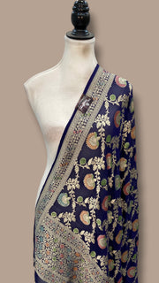 Pure Khaddi Georgette Handloom Banarasi Dupatta - The Handlooms