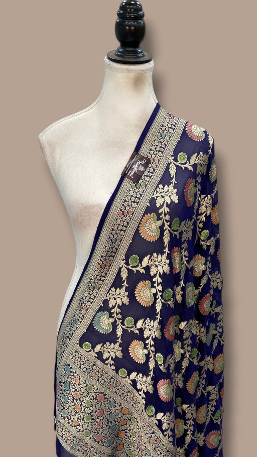 Pure Khaddi Georgette Handloom Banarasi Dupatta - The Handlooms