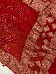 Pure Georgette Banarasi Bandhej Handloom Dupatta - The Handlooms