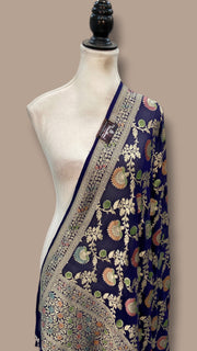 Pure Khaddi Georgette Handloom Banarasi Dupatta - The Handlooms