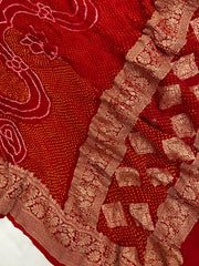 Pure Georgette Banarasi Bandhej Handloom Dupatta - The Handlooms