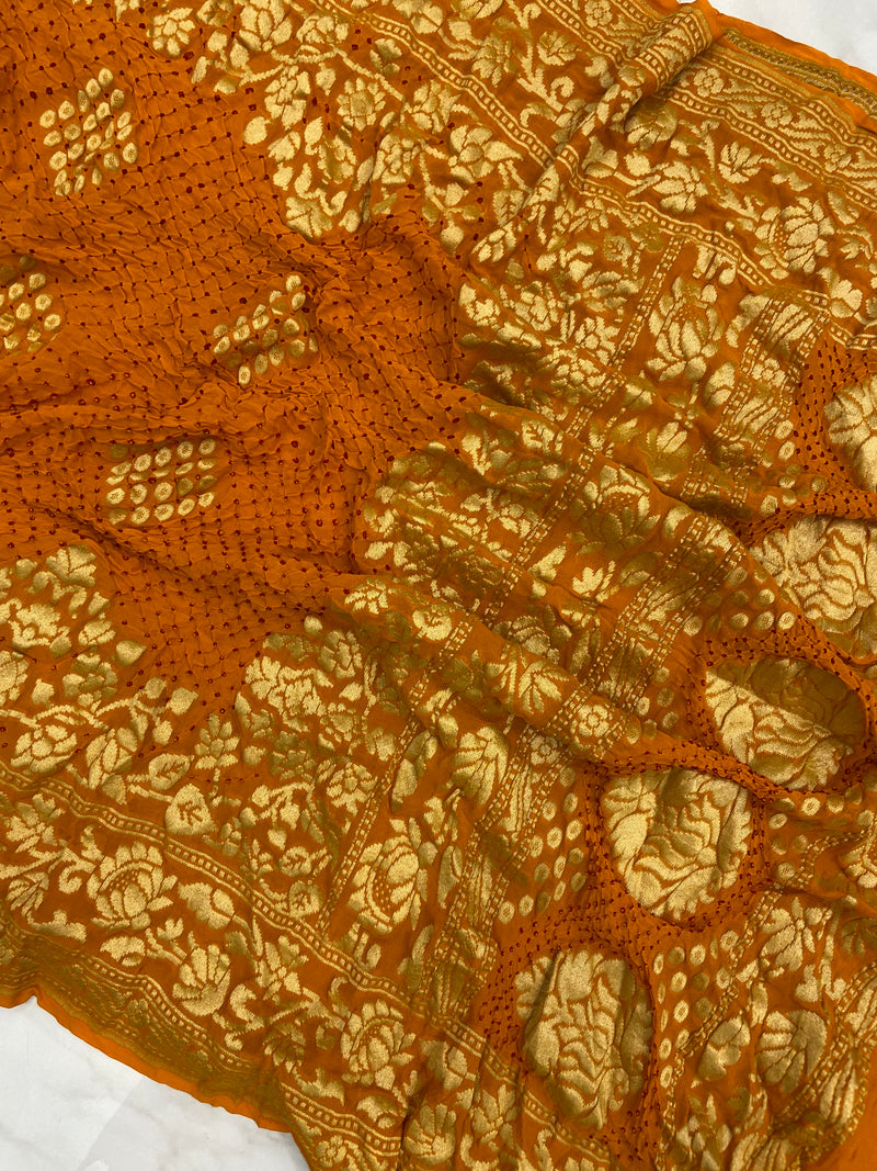 Pure Georgette Banarasi Bandhej Handloom Dupatta - The Handlooms