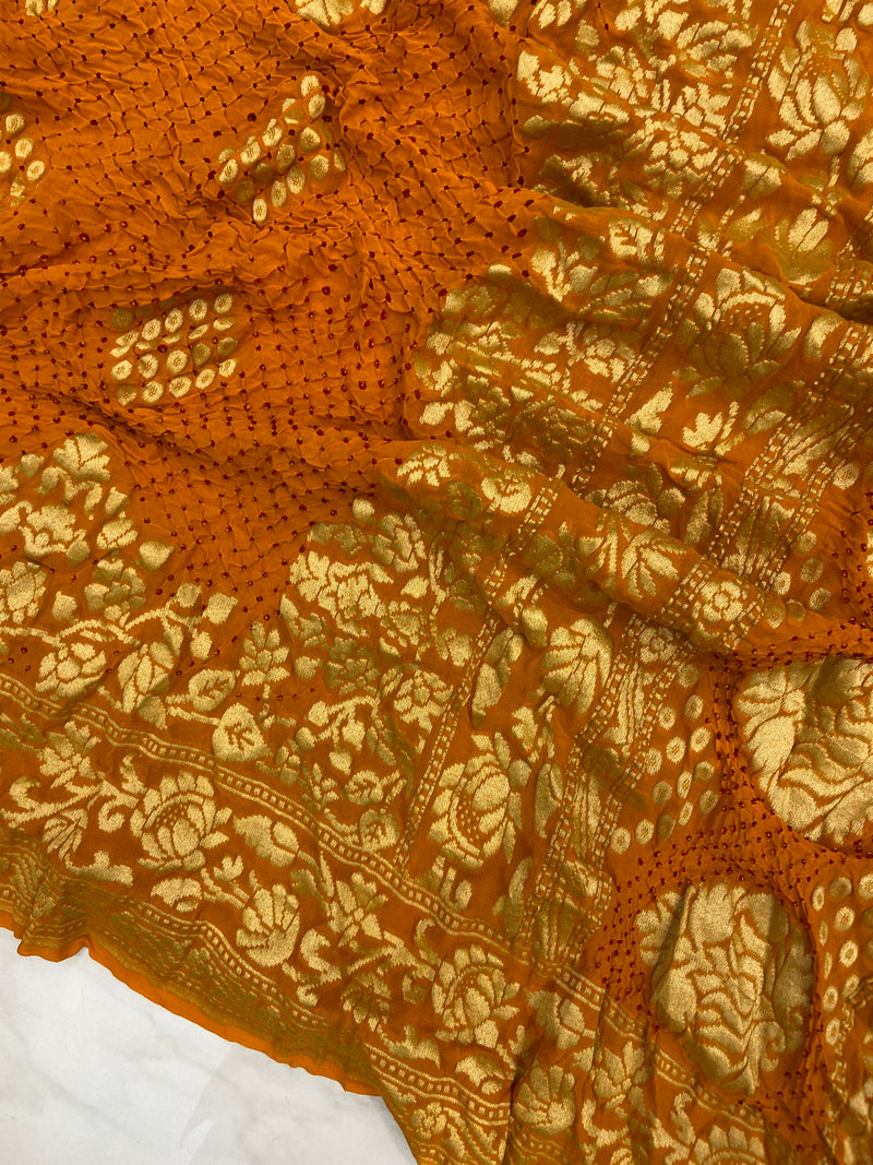 Pure Georgette Banarasi Bandhej Handloom Dupatta - The Handlooms