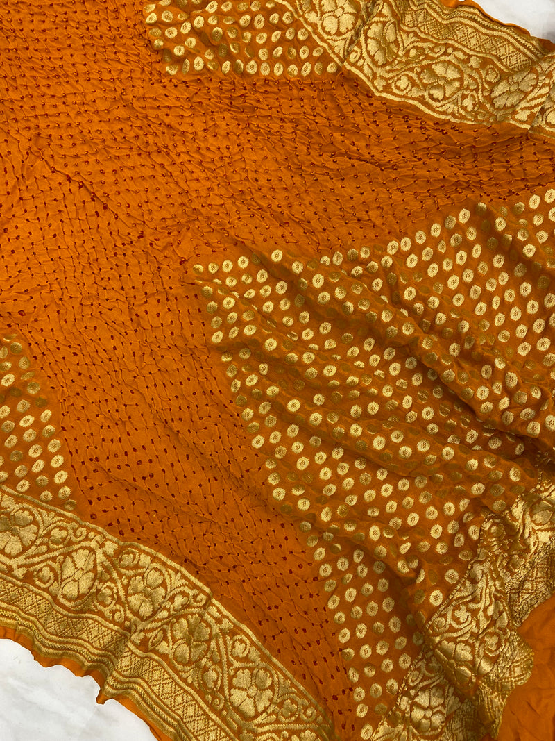 Pure Georgette Banarasi Bandhej Handloom Dupatta - The Handlooms