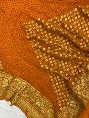 Pure Georgette Banarasi Bandhej Handloom Dupatta - The Handlooms