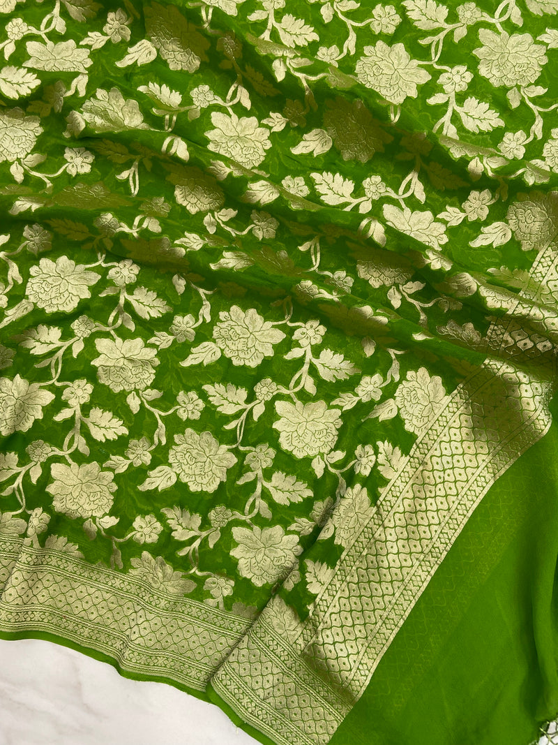 Pure Khaddi Georgette Handloom Dupatta - The Handlooms