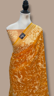 Pure Organza Chikankari Handloom Banarasi Saree - The Handlooms