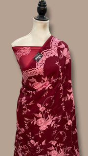 Pure Organza Chikankari Handloom Banarasi Saree - The Handlooms