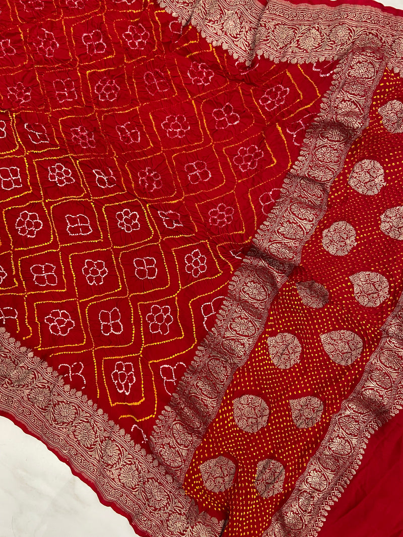 Pure Georgette Banarasi Bandhej Handloom - The Handlooms