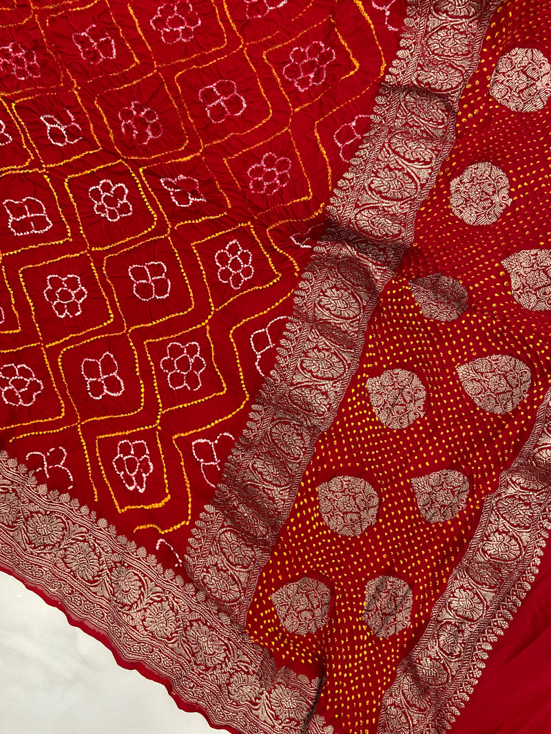 Pure Georgette Banarasi Bandhej Handloom - The Handlooms