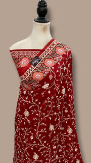 Pure Organza Chikankari Handloom Banarasi Saree - The Handlooms