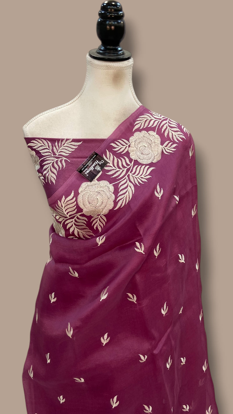 Pure Organza Chikankari Handloom Banarasi Saree - The Handlooms