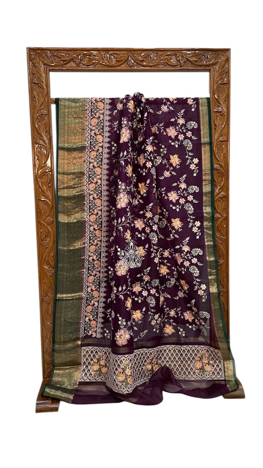 Pure Organza Chikankari Handloom Banarasi Saree - The Handlooms