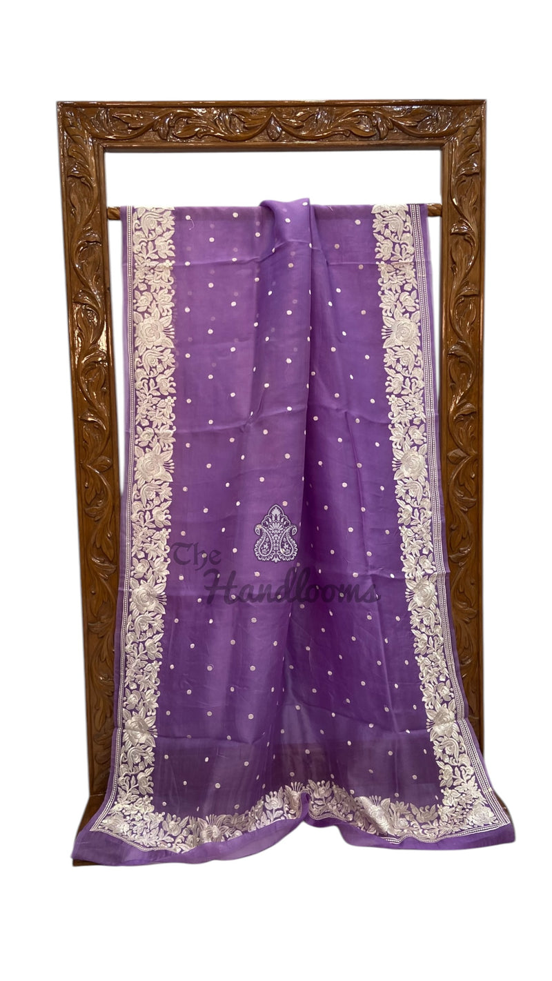 Pure Organza Chikankari Handloom Banarasi Saree - The Handlooms