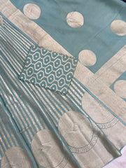 Pure Moonga Georgette Handloom Banarasi Lehenga - Unstitched - The Handlooms