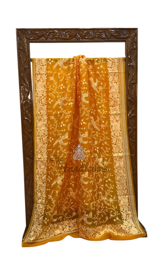 Pure Organza Chikankari Handloom Banarasi Saree - The Handlooms