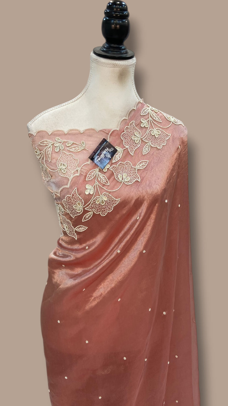 Pure Kora Tissue Handloom Banarasi Saree - Handwork - The Handlooms