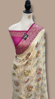 Pure Chiffon Khaddi Banarasi Saree - The Handlooms