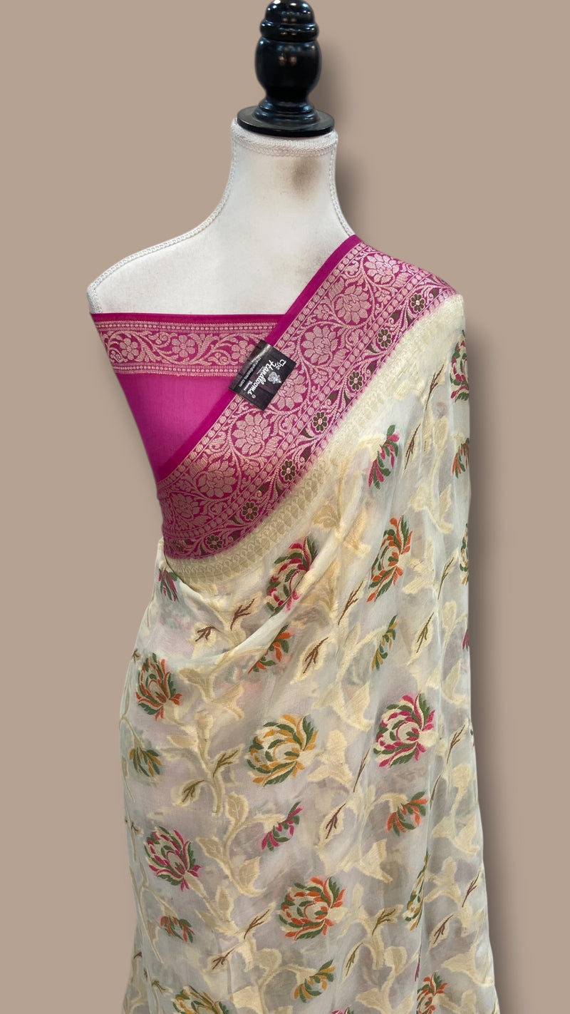 Pure Chiffon Khaddi Banarasi Saree - The Handlooms