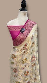 Pure Chiffon Khaddi Banarasi Saree - The Handlooms