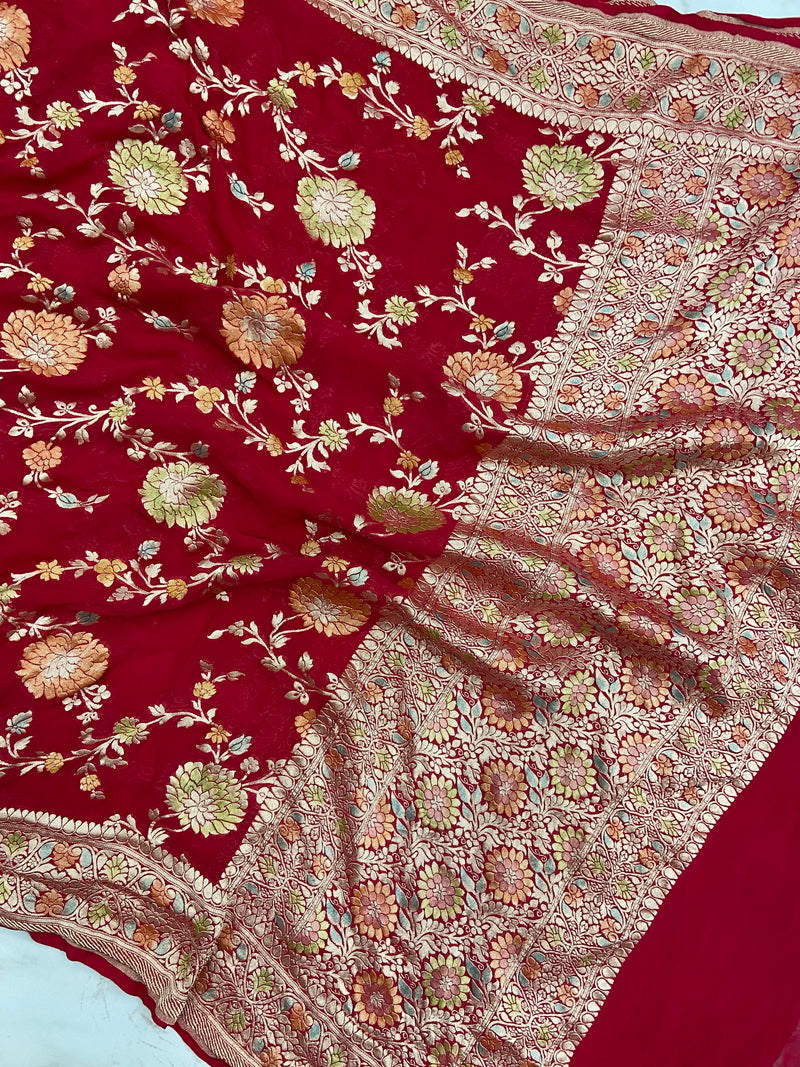 Pure Khaddi Georgette Handloom Dupatta - The Handlooms