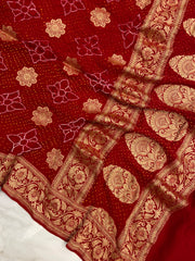 Pure Georgette Banarasi Bandhej Handloom Dupatta - The Handlooms