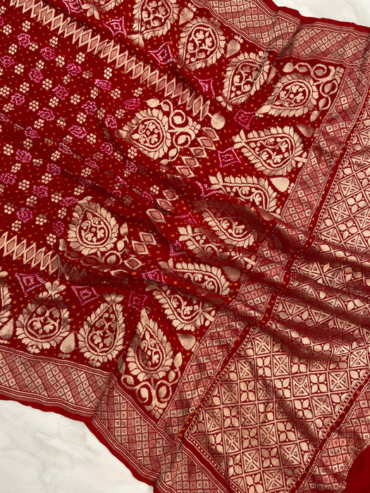 Pure Georgette Banarasi Bandhej Handloom Dupatta