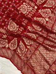 Pure Georgette Banarasi Bandhej Handloom Dupatta - The Handlooms