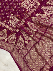 Pure Georgette Banarasi Bandhej Handloom Dupatta - The Handlooms