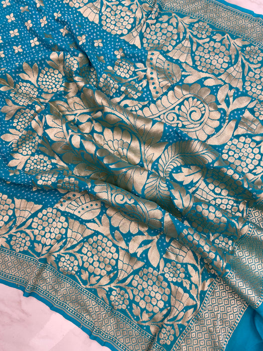 Pure Georgette Banarasi Bandhej Handloom Dupatta