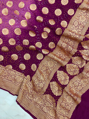 Pure Georgette Banarasi Bandhej Handloom Dupatta - The Handlooms