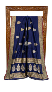 Purple Pure Katan Silk Banarasi Handloom Saree - All over Sona Roopa Kadua motifs - The Handlooms