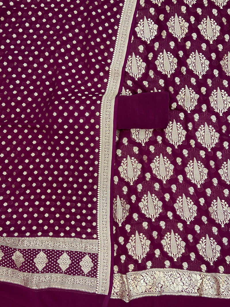 Khaddi Georgette Banarasi Dress material - The Handlooms