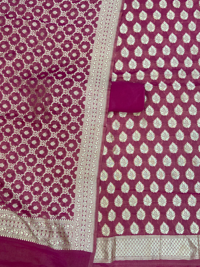 Tissue Khaddi Georgette Banarasi Dress material - The Handlooms