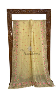 Pure Georgette Chikankari Handloom Banarasi Saree - The Handlooms
