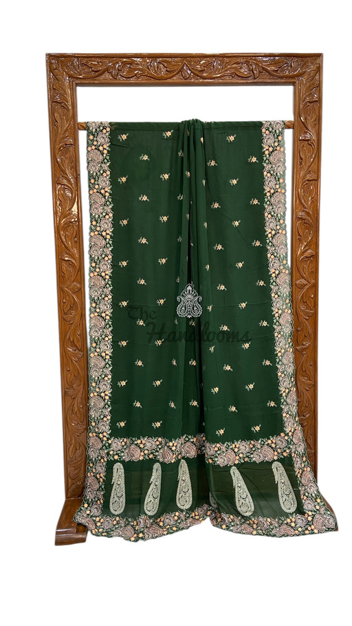 Pure Georgette Chikankari Handloom Banarasi Saree - The Handlooms
