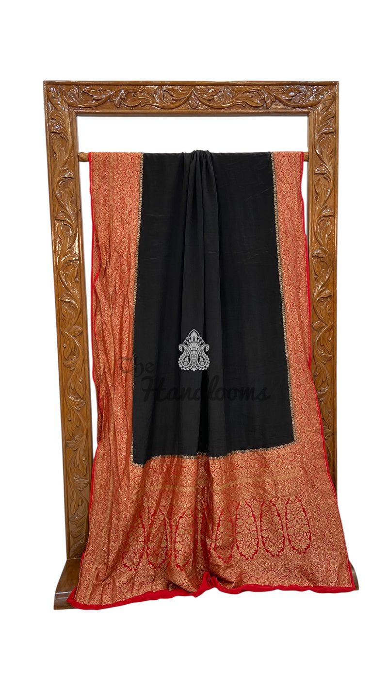 Pure Khaddi Crepe Georgette Handloom Banarasi Saree