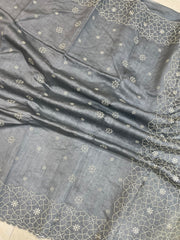 Pure Chiniya Silk Handloom Banarasi Saree with Chikankari - The Handlooms