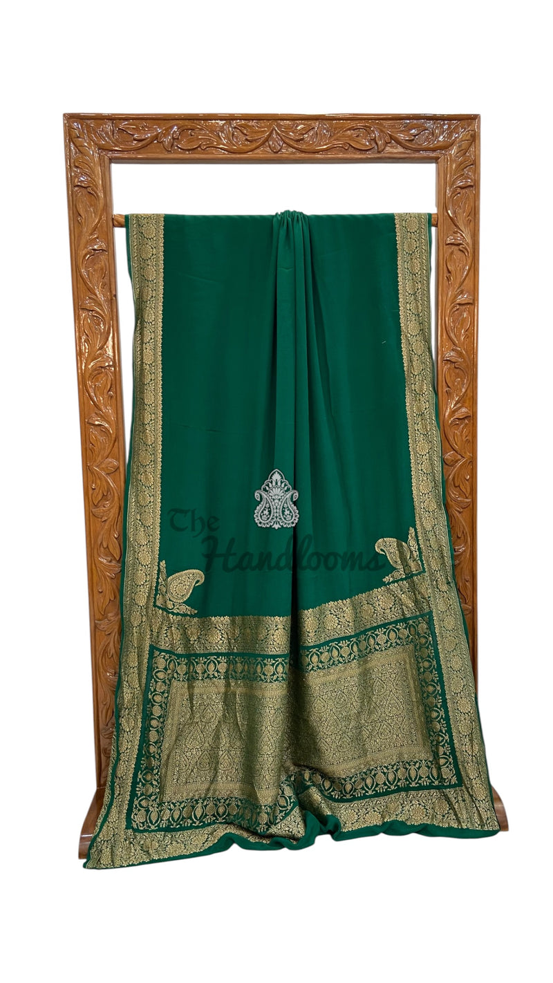 Pure Khaddi Crepe Georgette Handloom Banarasi Saree