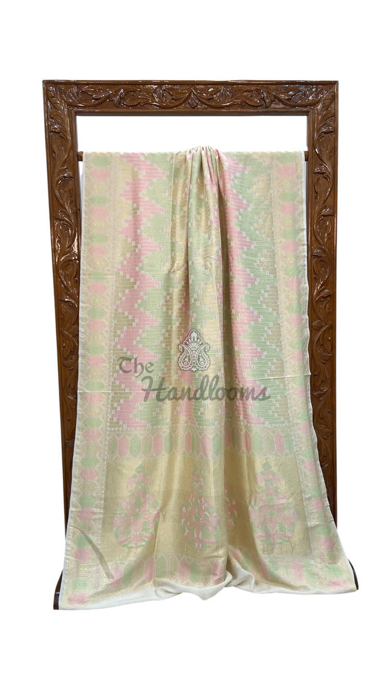 Pure Chiniya Khaddi Handloom Banarasi Saree - Tanchui Brocade